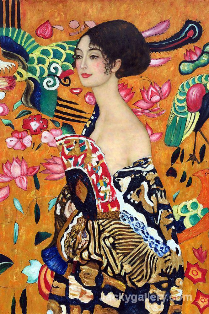 Signora con Ventaglio by Gustav Klimt paintings reproduction